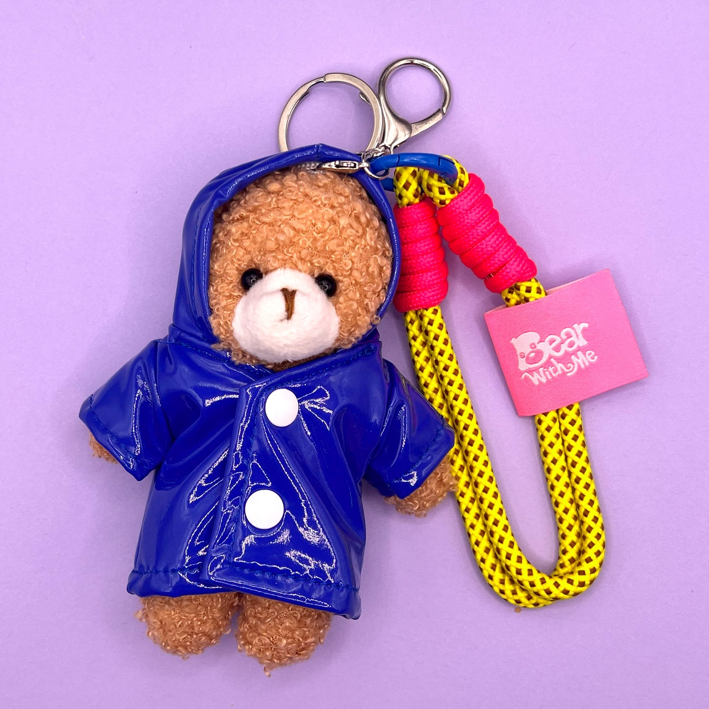 Summer Vacation Bear Keychain - Rain Coat Blue
