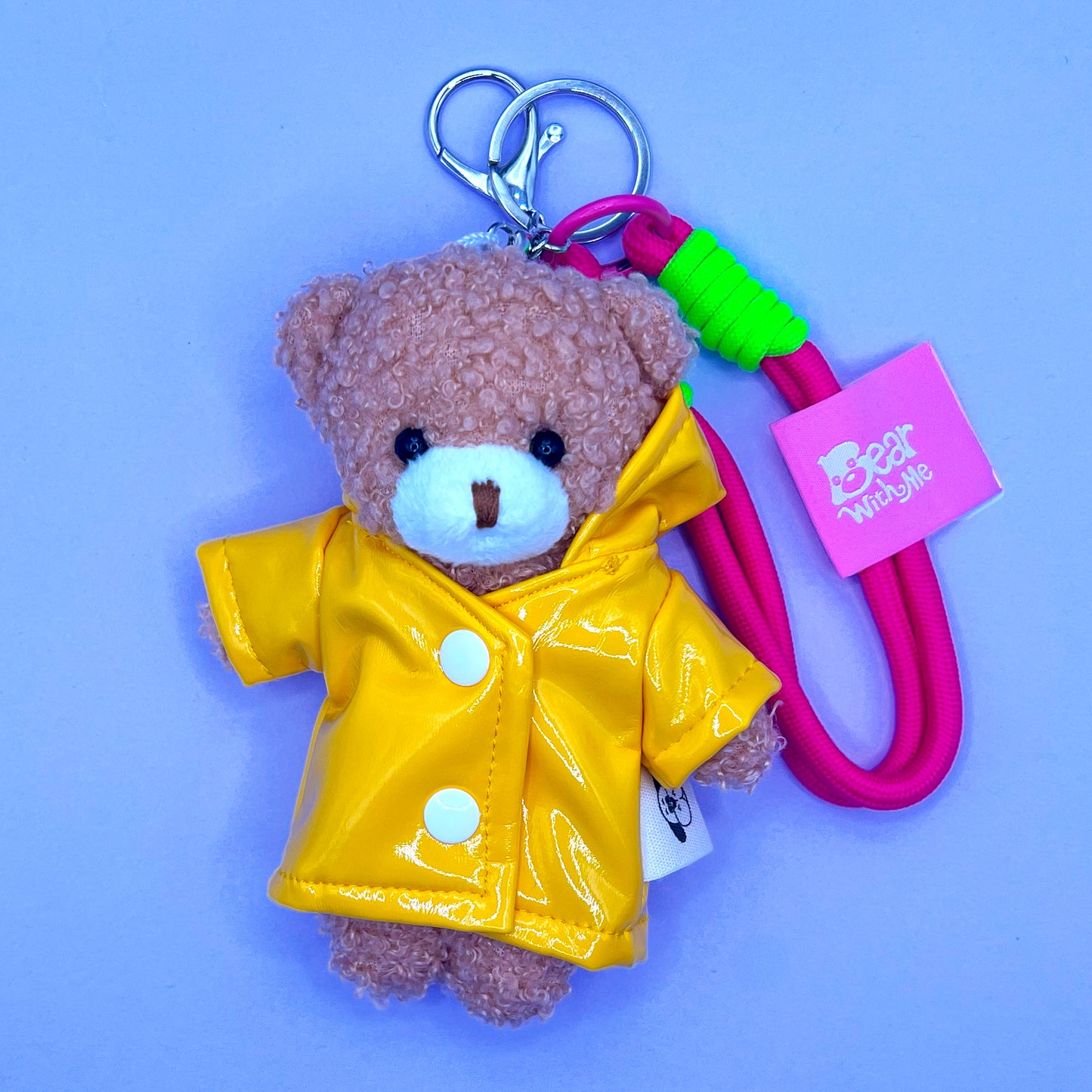 Summer Vacation Bear Keychain - Rain Coat Yellow
