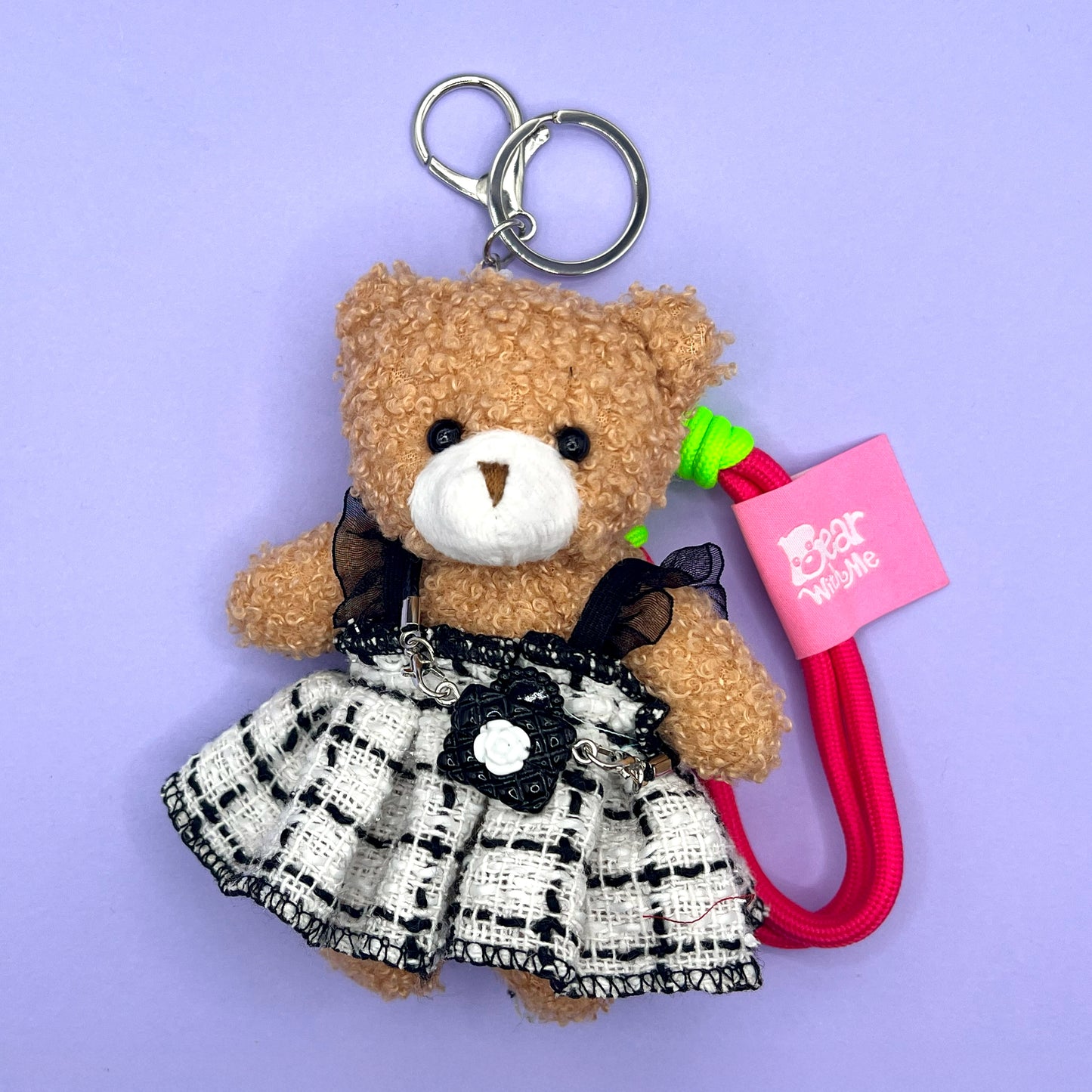 Posh Bear Keychain - White Tweed
