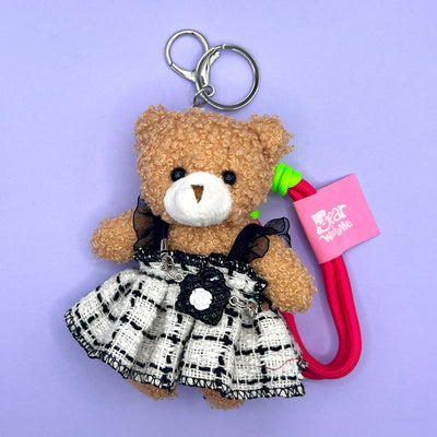 Posh Bear Keychain - White Tweed