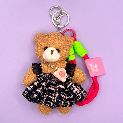 Posh Bear Keychain - Black Pink Tweed