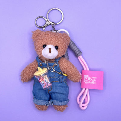 Back to School Bear Keychain - Denim Boy