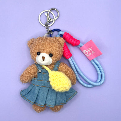 Back To School Bear Keychain - Denim Girl