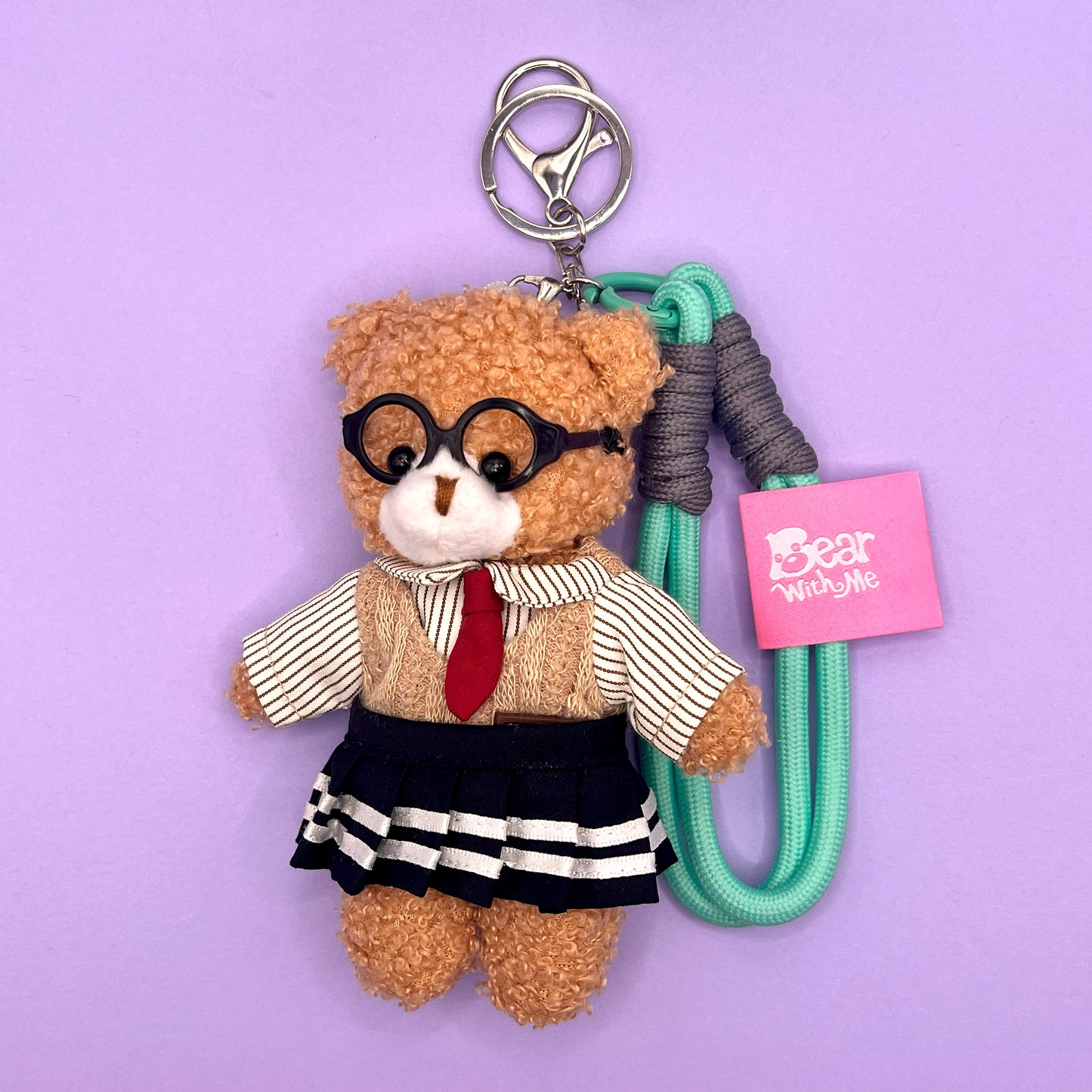 Back To School Bear Keychain - Knit Vest Girl