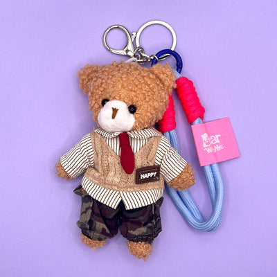 Back To School Bear Keychain - Knit Vest Boy