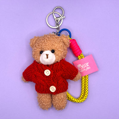 Sweater Weather Bear Keychain - Red Sweater