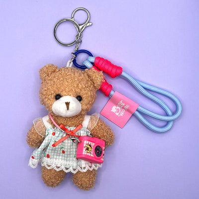 Spring Picnic Bear Keychain - Tulip Dress