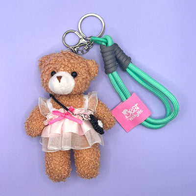 Spring Picnic Bear Keychain - Pink Lace