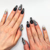 Handmade Press On Nail Tip - Black Marble Luxe