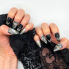 Handmade Press On Nail Tip - Black Marble Luxe