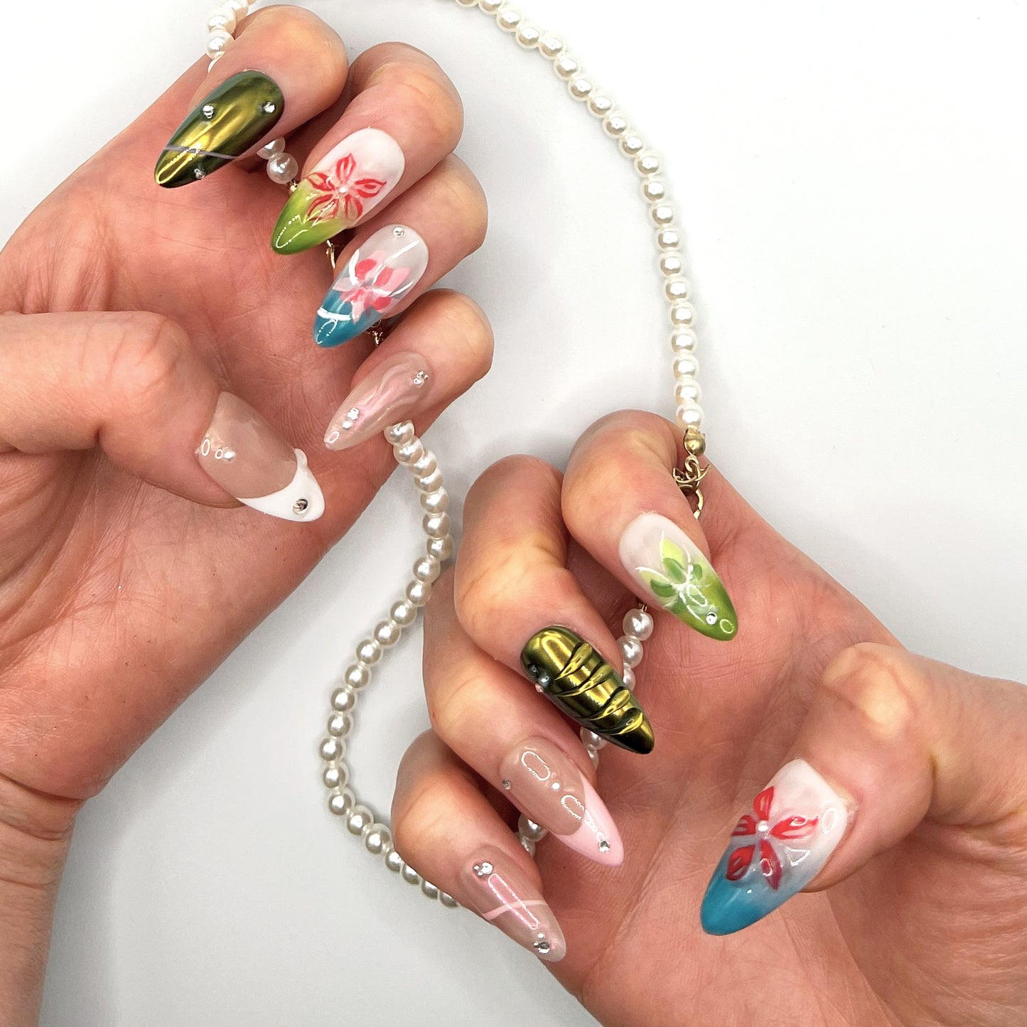 Handmade Press On Nail Tip - Blooming Prism