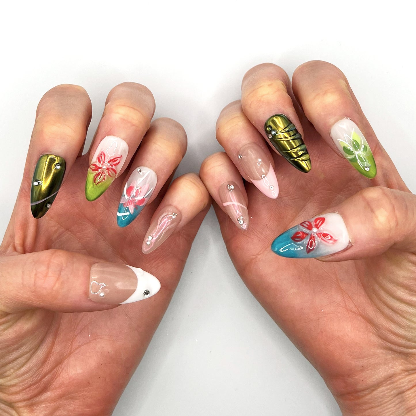 Handmade Press On Nail Tip - Blooming Prism