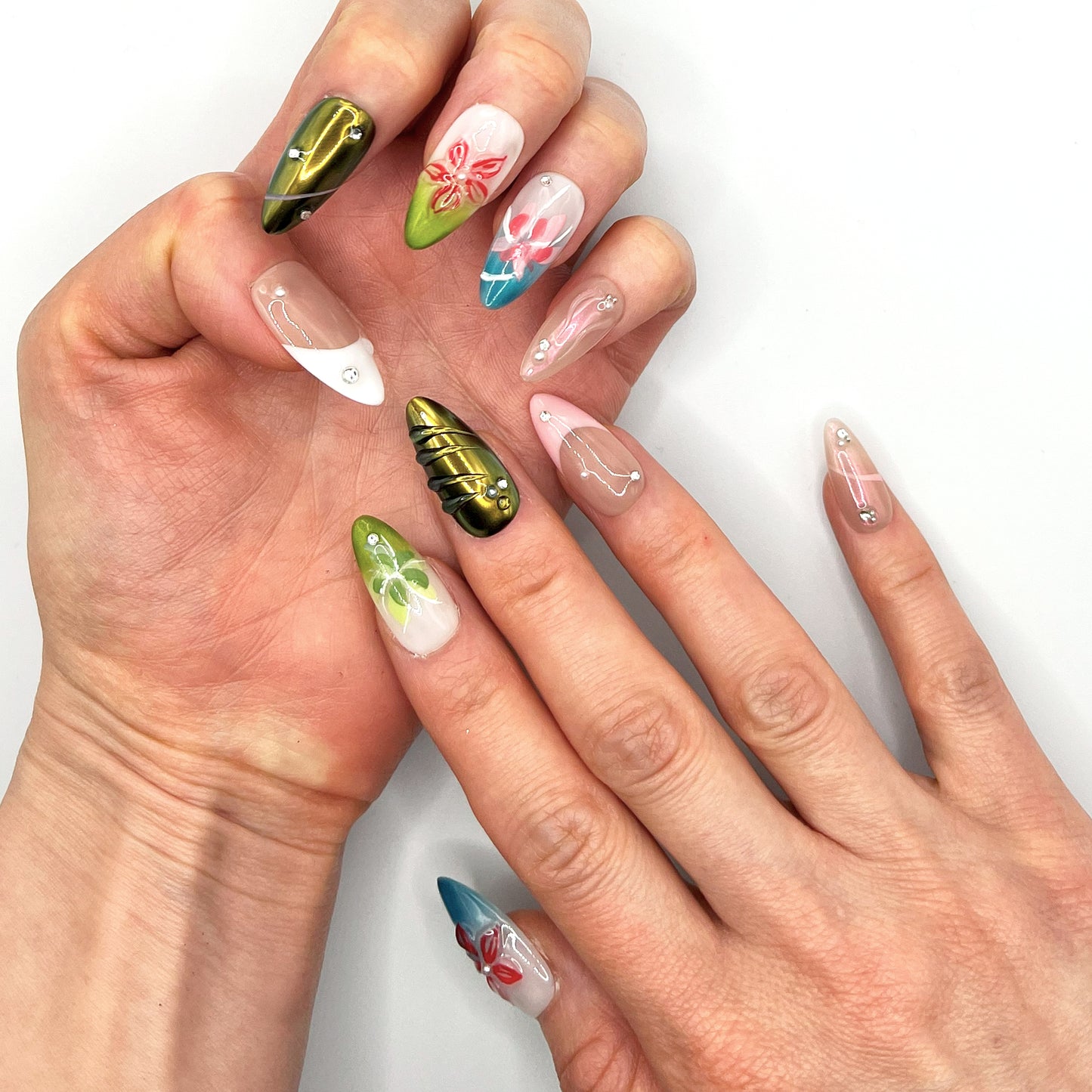Handmade Press On Nail Tip - Blooming Prism