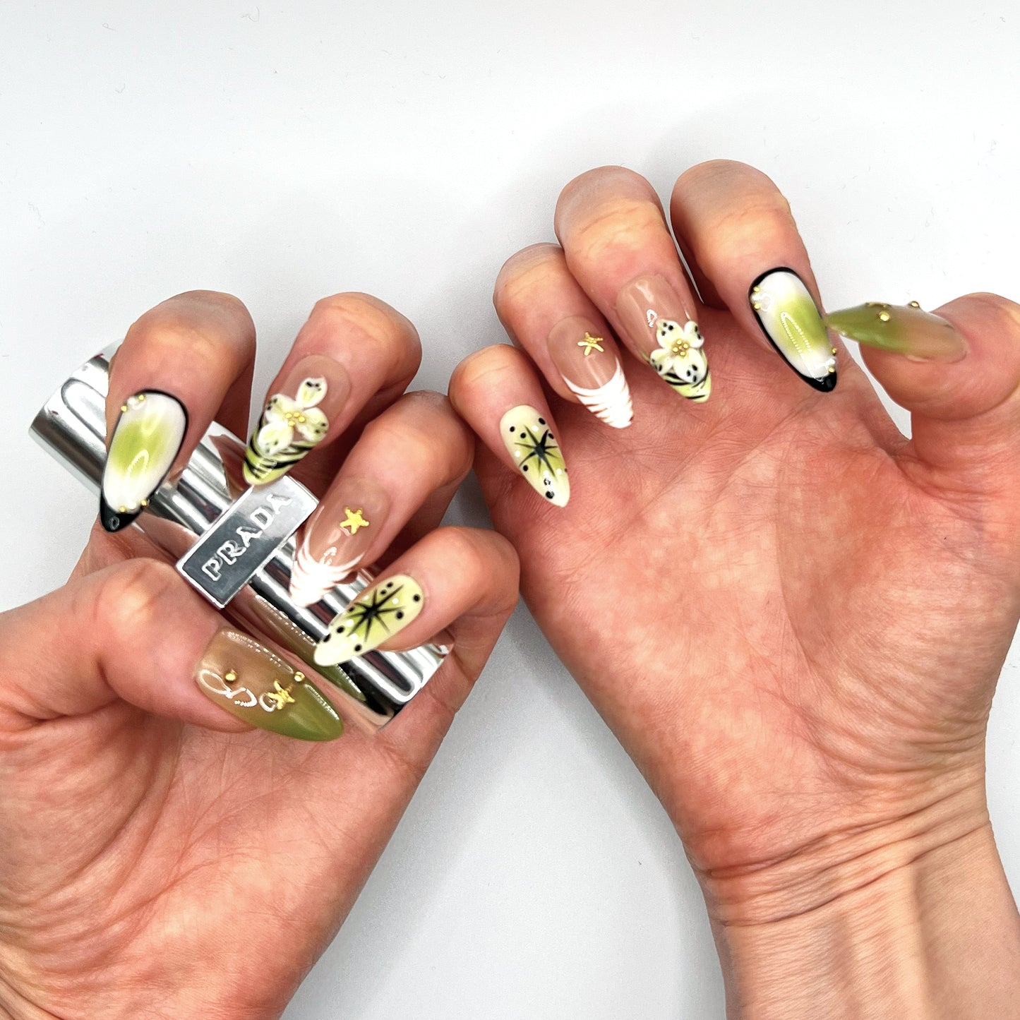 Handmade Press On Nail Tip - Botanical Breeze