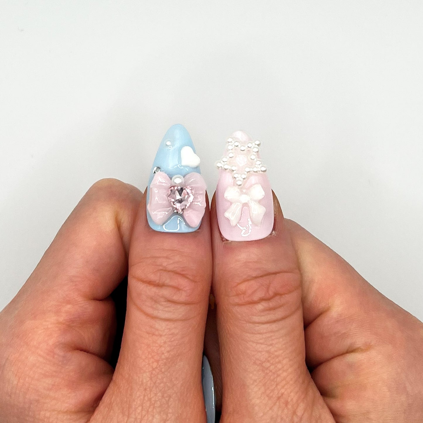 Handmade Press On Nail Tip - Bow Fantasy