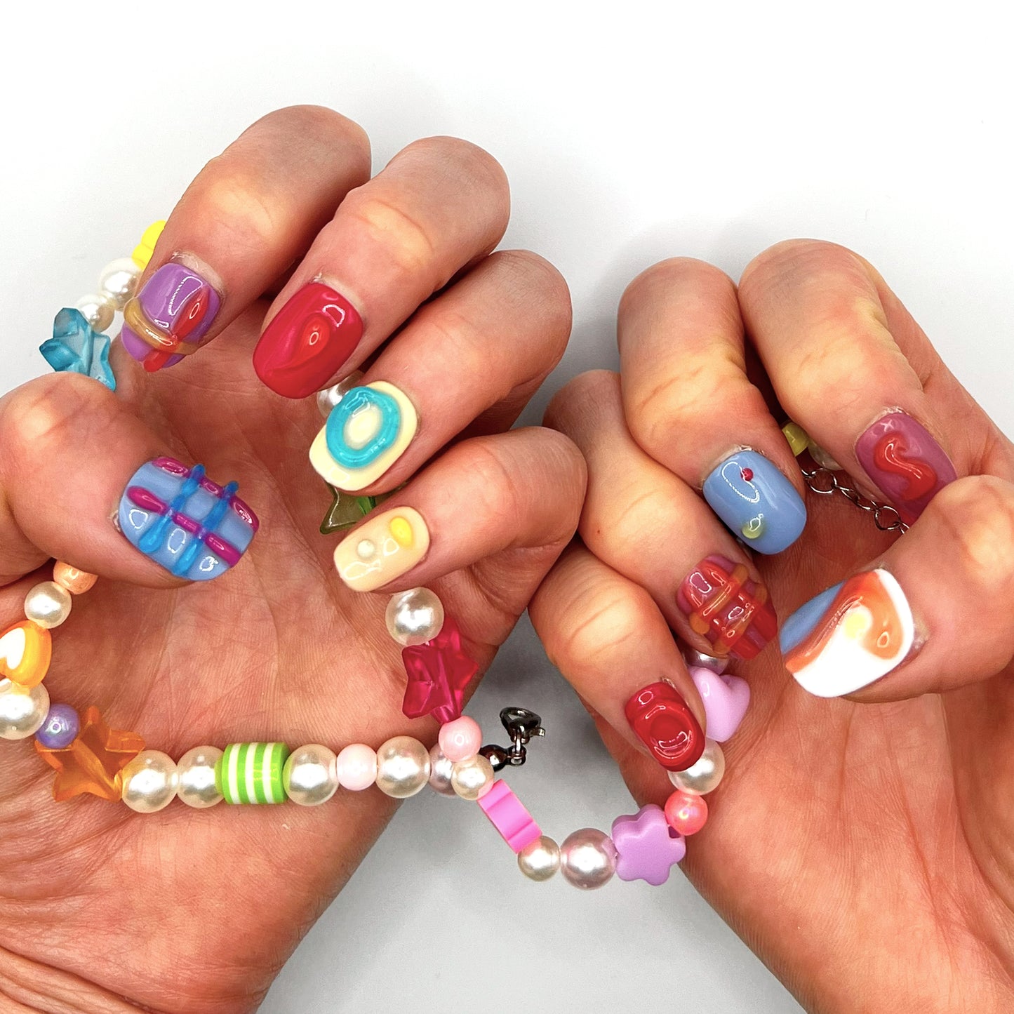 Handmade Press On Nail Tip - Candy Circuit