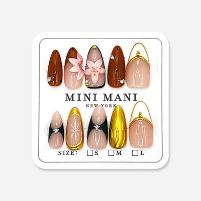 Handmade Press On Nail Tip - Retro Bloom Chic