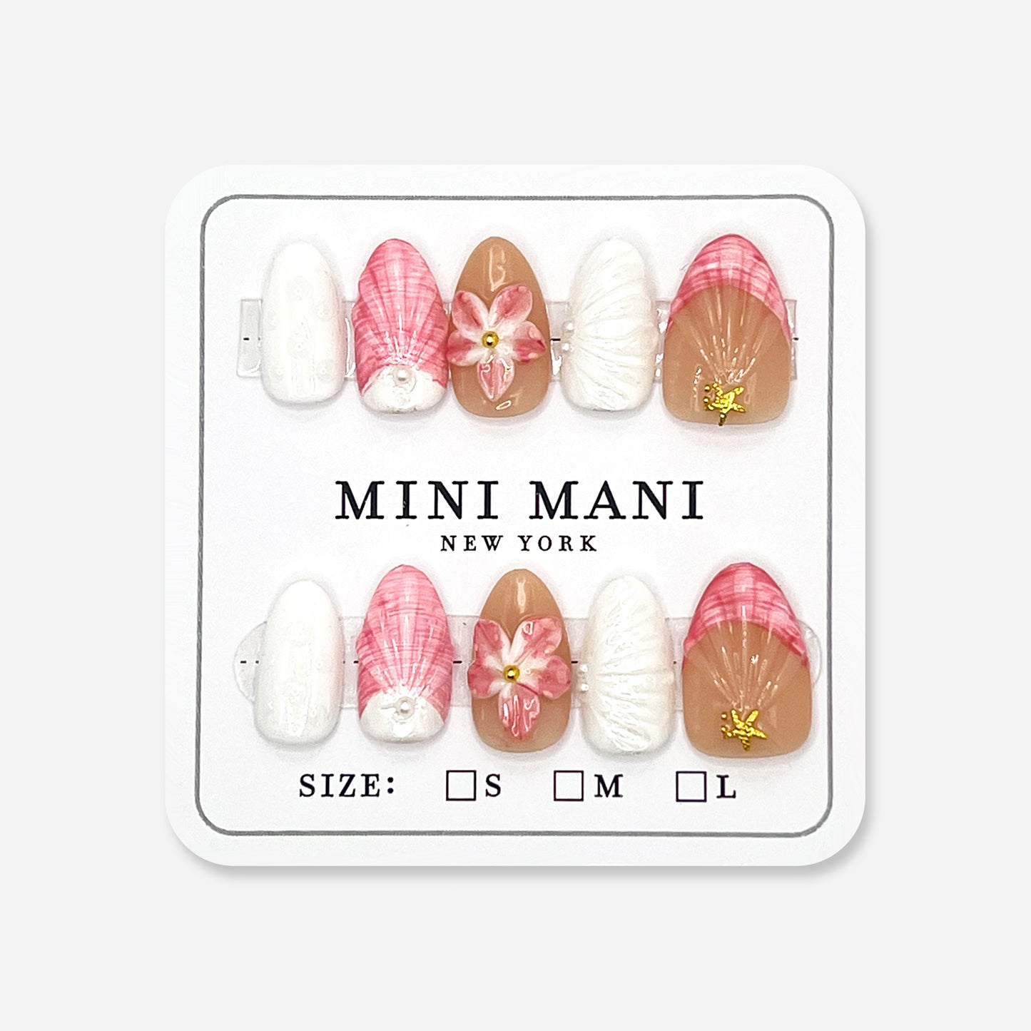 Handmade Press On Nail Tip - Seaside Blossom