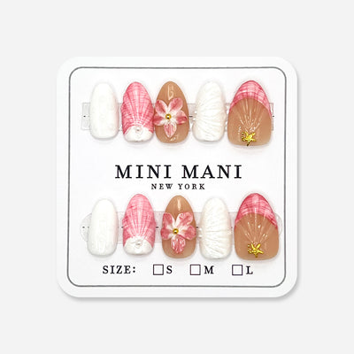 Handmade Press On Nail Tip - Seaside Blossom