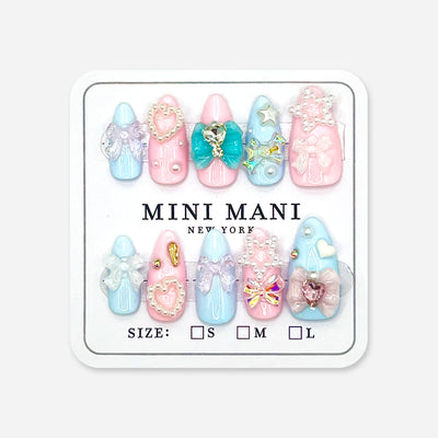 Handmade Press On Nail Tip - Bow Fantasy