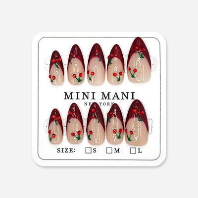 Handmade Press On Nail Tip - Cherries On Top