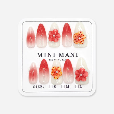 Handmade Press On Nail Tip - Blushing Flower