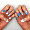 Handmade Press On Nail Tip - Ocean Bloom
