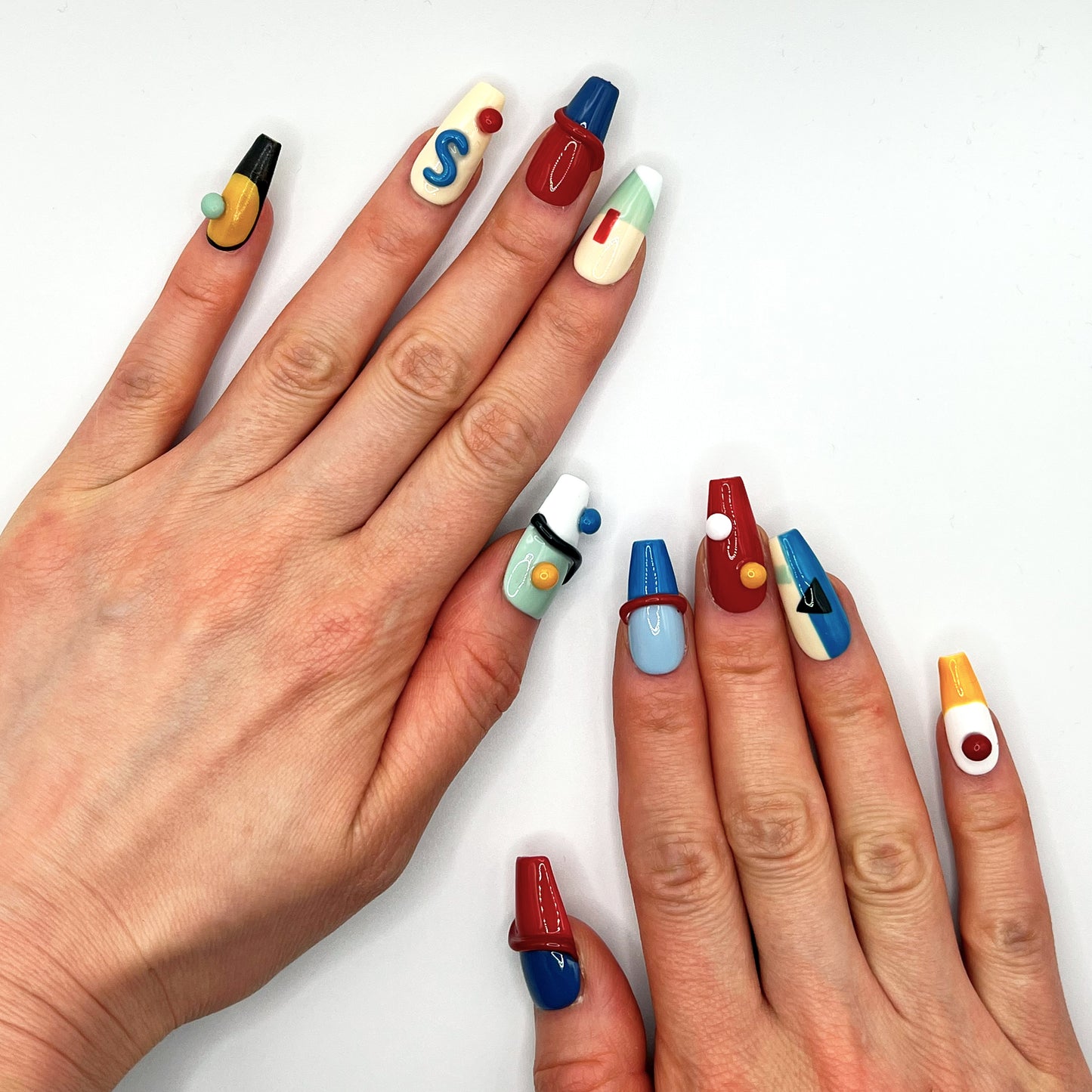 Handmade Press On Nail Tip - Primary Play